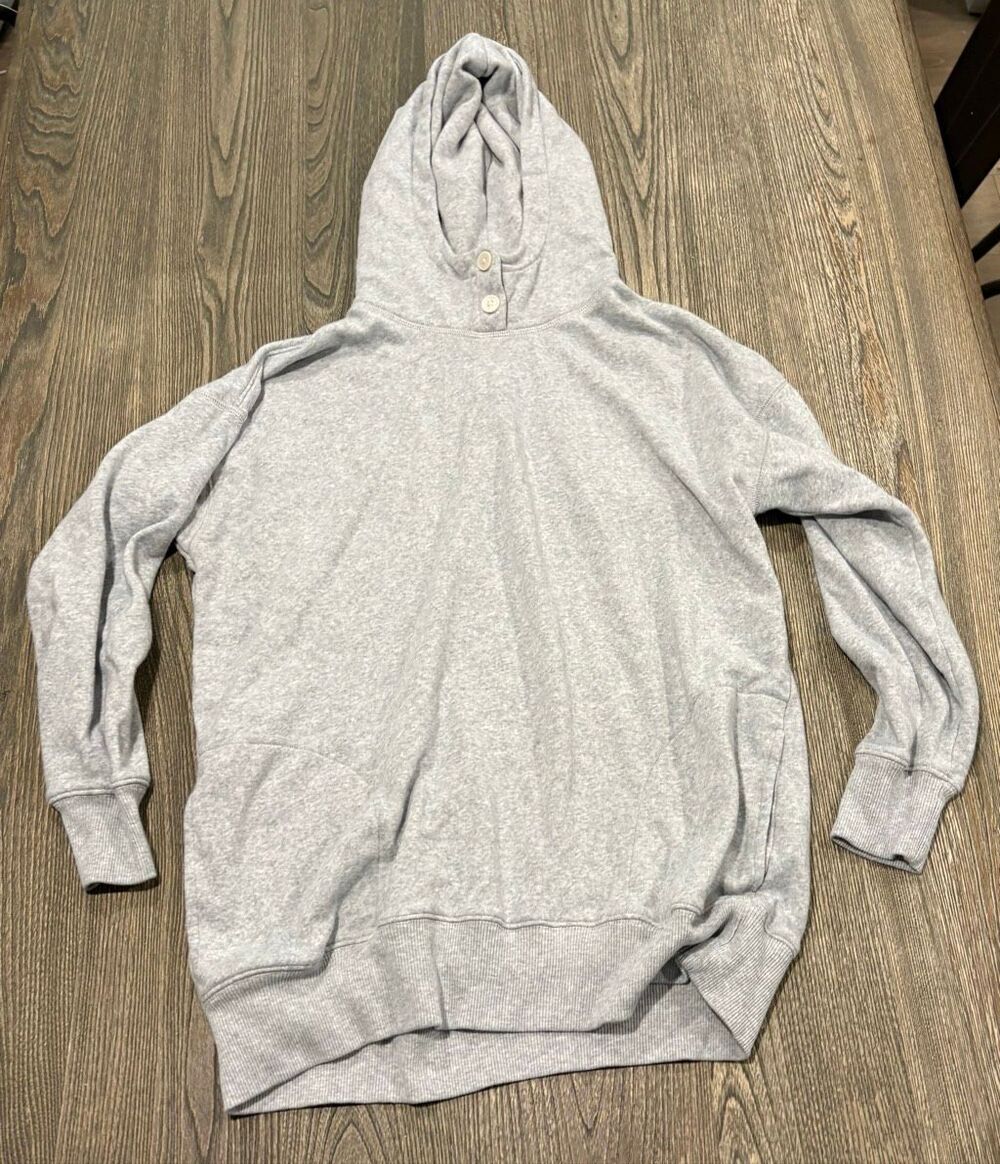 American Eagle Women's Heather Fleece Long Sleeve Pullover Hoodie Gray Small